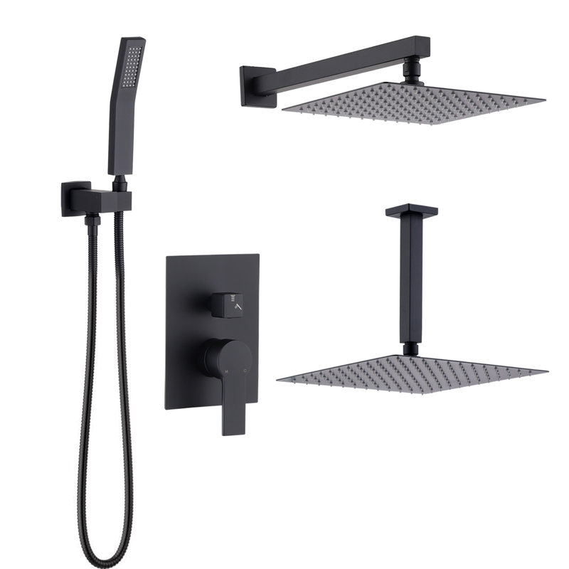 Système de douche à pluie de plafond de 10 pouces avec pomme de douche à main Topcraft