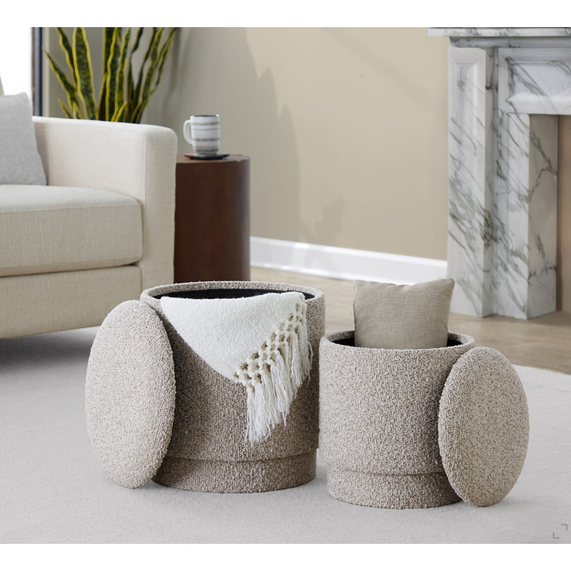 Ensemble de repose-pieds en tissu brun clair, Tissu brun clair