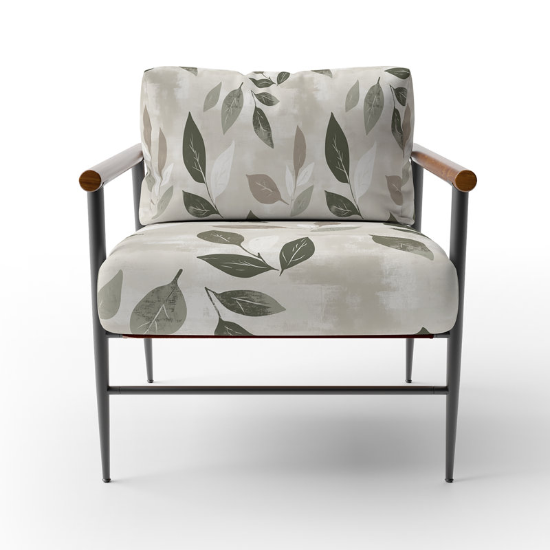 Chaise d'appoint Floral, Bras ronds bruns