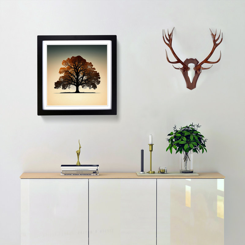 Oak Tree Minimalism - Framed Print, Black