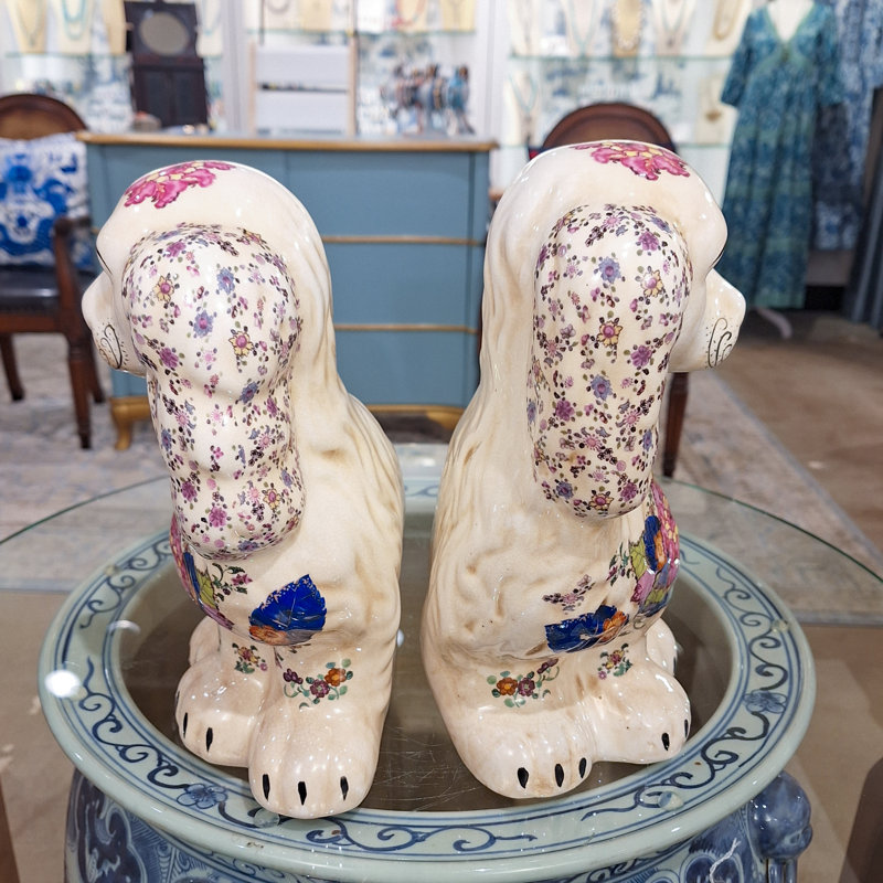 Porcelain Staffordshire Dog Figurines Pair