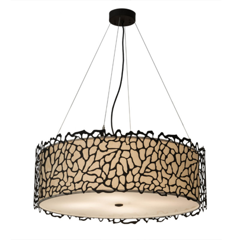 Lustre tambour à 4 lumières à intensité variable Damas