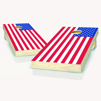 2' X 4' Nation Flag Solid Wood Cornhole Set with Carrying Case