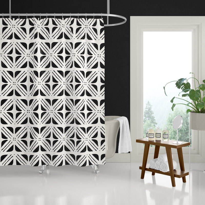 Shower Curtain, White/Black