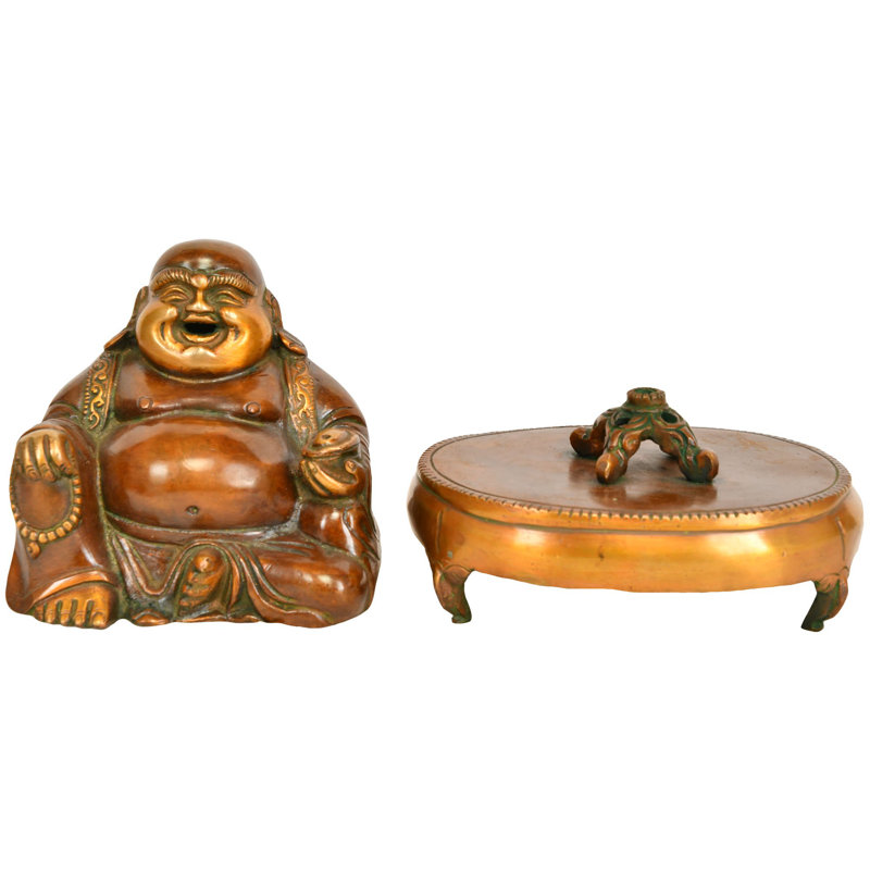 Brûleur d'encens Laughing Buddha, Or