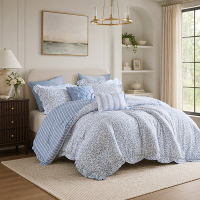 Ensemble de couette imprimée 5 pièces pour lit de king avec deux taies d'oreiller et deux coussins décoratifs