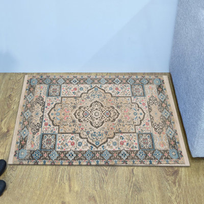 Machine Made Polyester Area Rugs - Rectangle Shape, Multicolor, Oriental Design, Low Pile Machine Made Area Rugs for Living Room, Bed Room