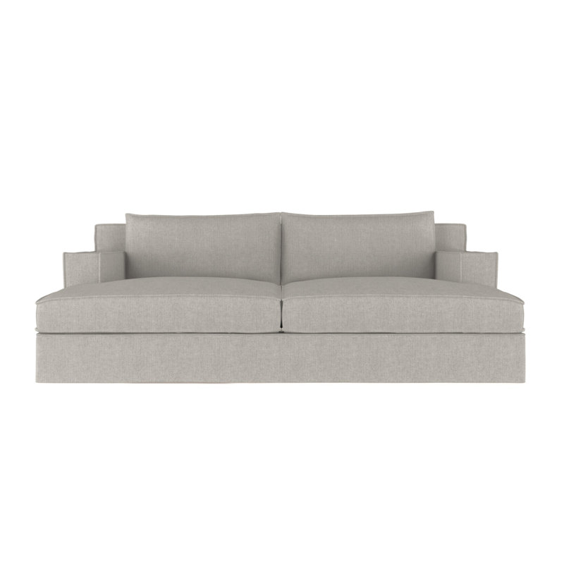 Mulberry Square Track-Arm Daybed with Flange Seam, Box Weave Linen Silver Streak, Weathered