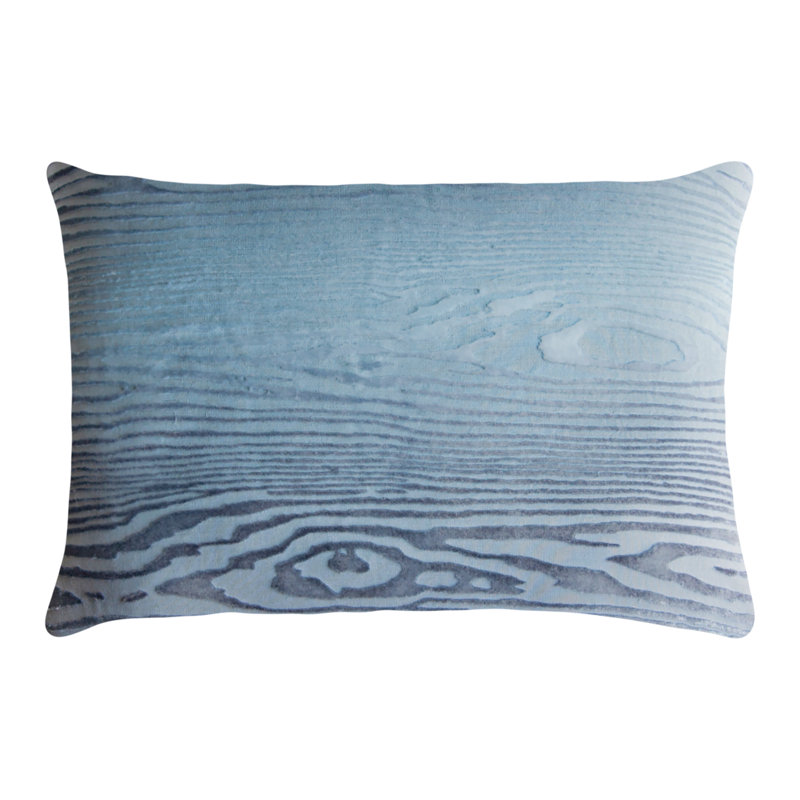Woodgrain Velvet Pillow Cover & Insert, Dusk Blue, Rectangle 14"H x 20"W
