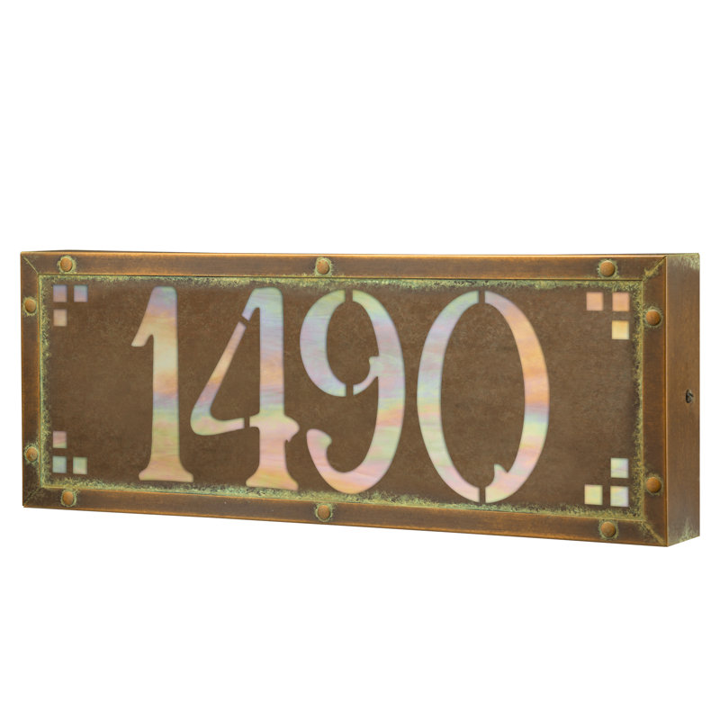 Plaque d'adresse murale personnalisable 12 V pour 4 numéros, Nouveau vert / or
