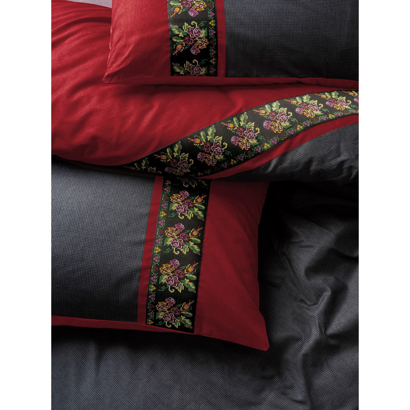 Premium Ranforce Quilt Cover Set, Anthracite, 78.7 x 86.6 inches | 100% Cotton, 145 Thread Count, Includes 2 Pillowcases (19.7 x 27.6 inches) | Machine Washable, Elegant Design with Button Closure