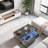 Coffee Table With Built-In Fridge And Freezer Drawers, Bluetooth Speaker, Wireless Charging, Touch Control Panel, USB Interface, Outlet Protection, Atmosphere Light