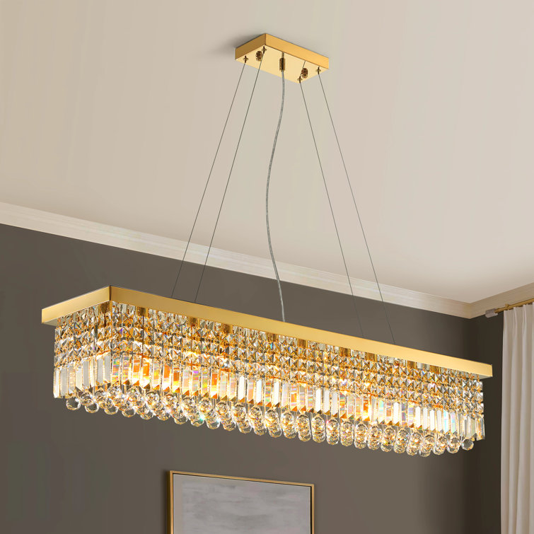 Anacelia 31.5''/39''/47'' Crystal Chandelier, Modern Kitchen Island Square/rectangle Chandelier with Crystal Accents