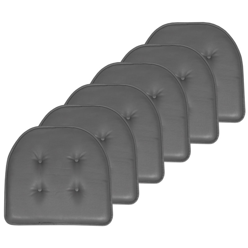 Faux Leather Indoor Chair Cushion/Pad, Gray, Set of 12