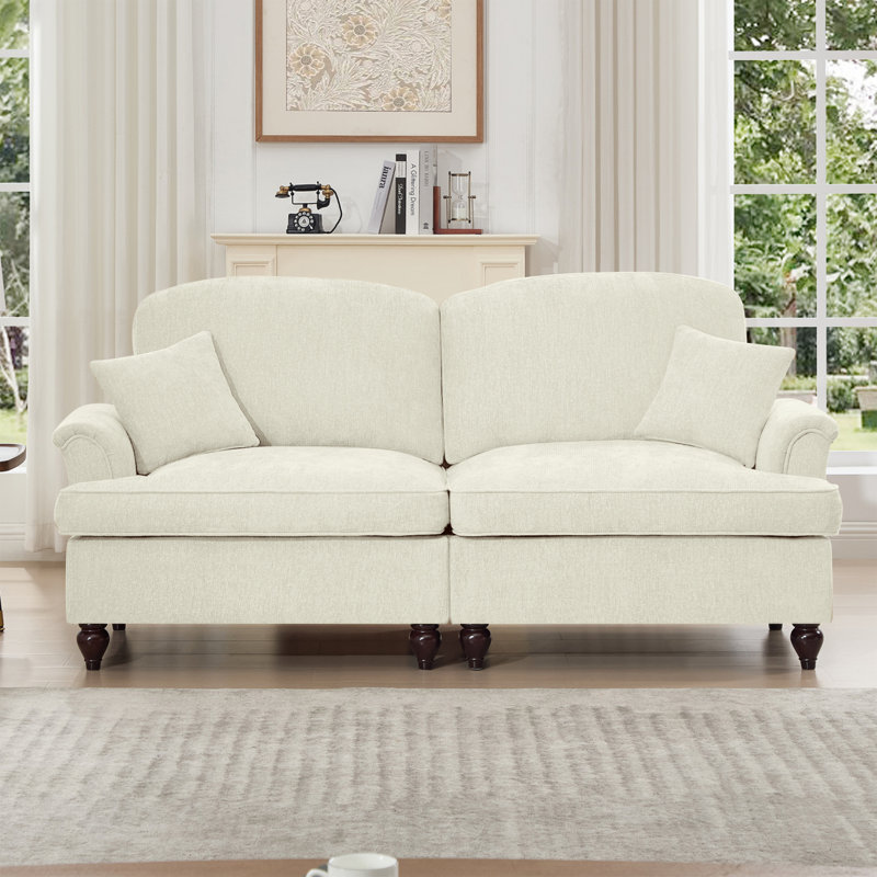 Élégant canapé deux places surdimensionné Mid-Century, Beige