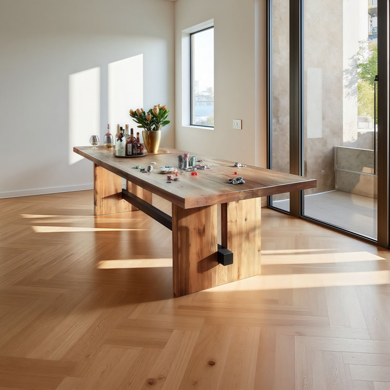 Rectangular Brown Solid Wood Dining Table, 29.5”H x 70.9”L x 31.5”W