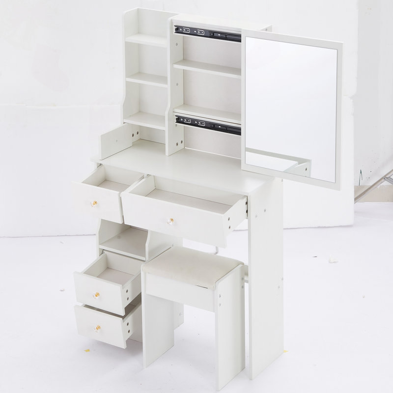 Ensemble de meuble-lavabo compact avec très grand miroir coulissant et rangement haut, Blanc