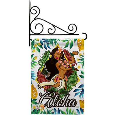 Tête de polyester à 2 faces 19 x 13 po hula girl ensemble de drapeaux