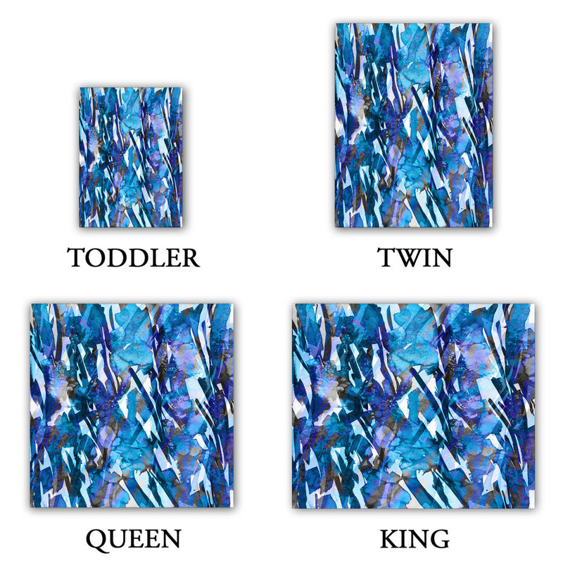 Ensemble de housse de couette frosty bouquet, 1 housse simple + 1 taie standard, Bleu / gris