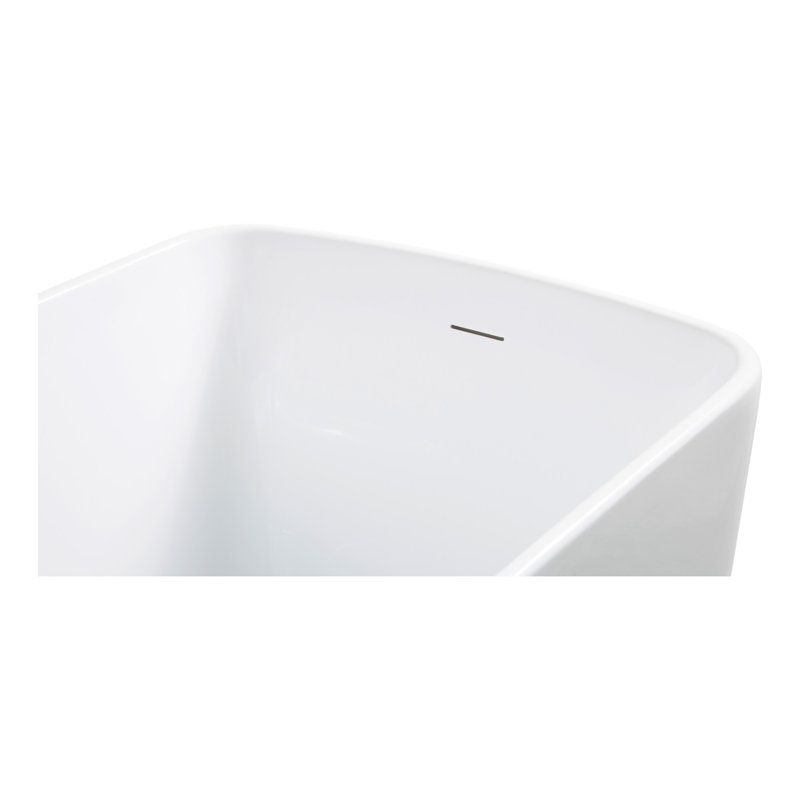 49'' Acrylic Freestanding Soaking Bathtub, Square-shape Japanese Soaking Hot Tub, Chrome Overflow and Quick Drain, White