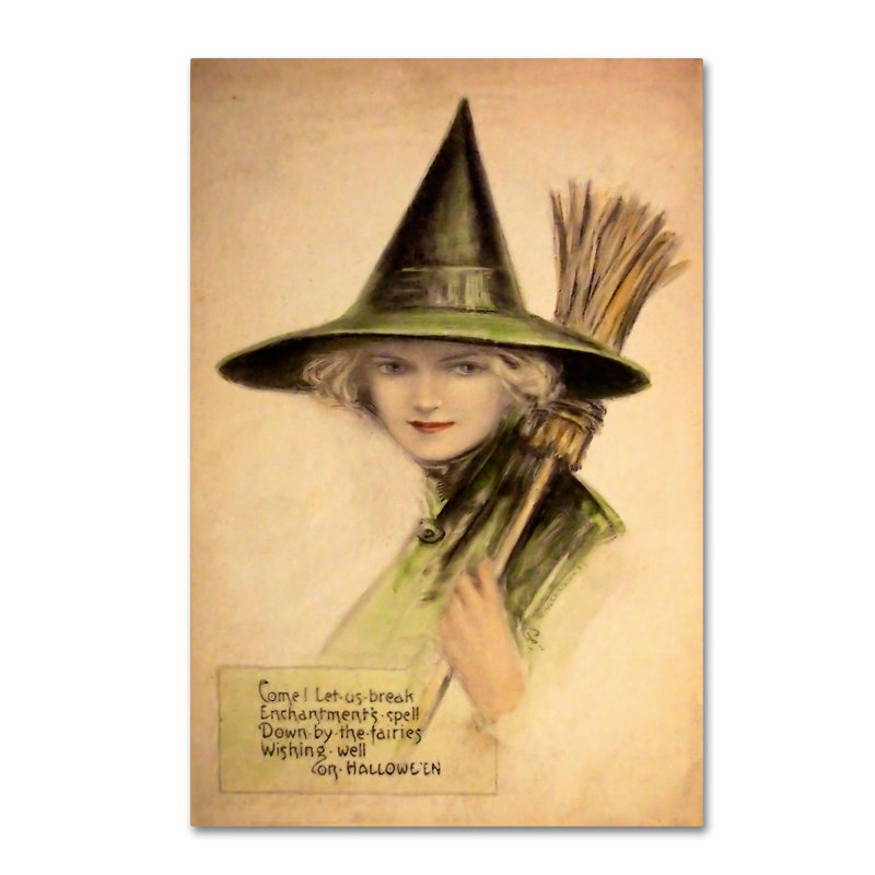 « halloween belle plie verte », reproduction d’impression sur toile tendue, H 19 po x l 12 po