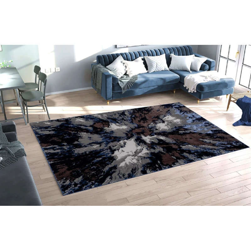 No Distressing Striped Flatweave Indoor / Outdoor Area Rug, Rectangle 60 x 110 cm, Navy
