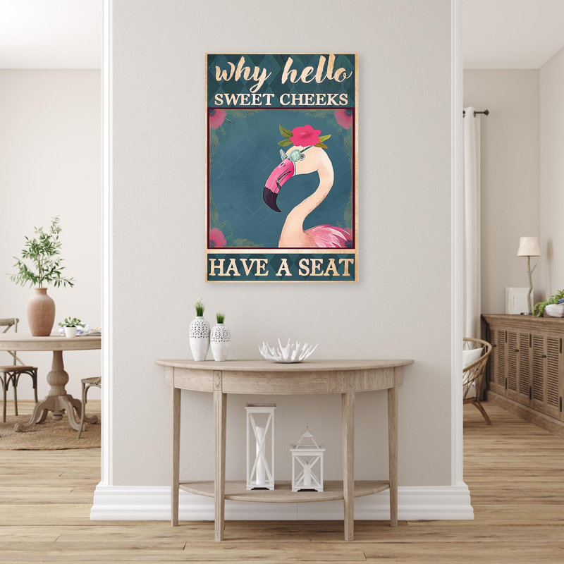 Kristofe Flamingo, pourquoi bonjour, douces joues sur toile, impression, H 14 po x l 11 po x P 1,25 po