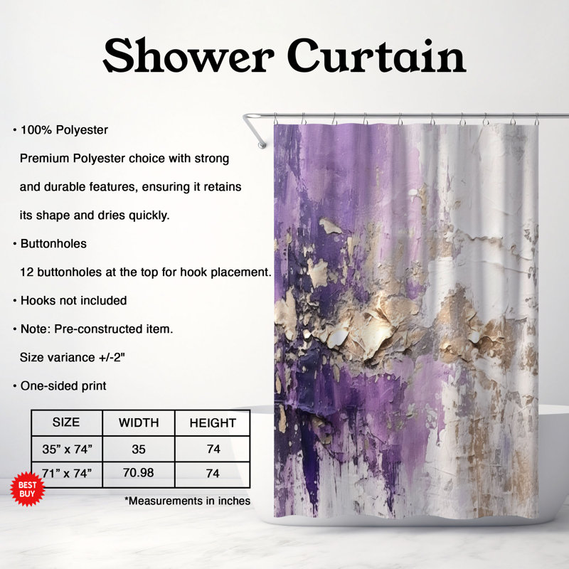 Riggleman Abstract Shower Curtain, 74"H x 71"W