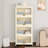4 Tier Plastic Storage Bins With Lids, Stackable Storage Containers with Wheels, Folding Storage Boxes, Collapsible Storage Bins, Cabinets