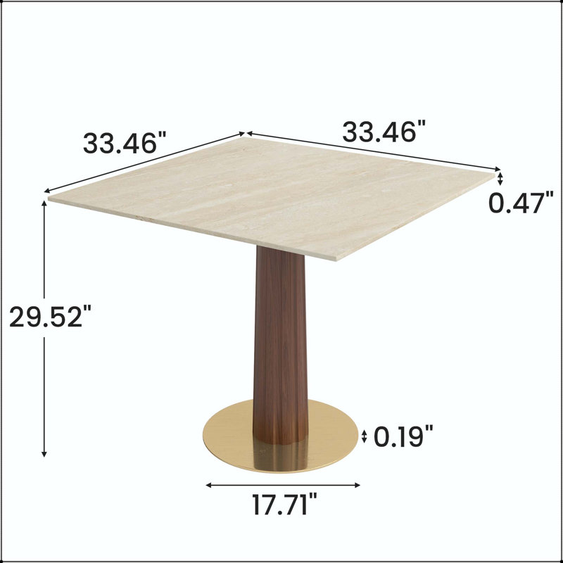Table de salle à manger 33,5 po, Beige, Pierre