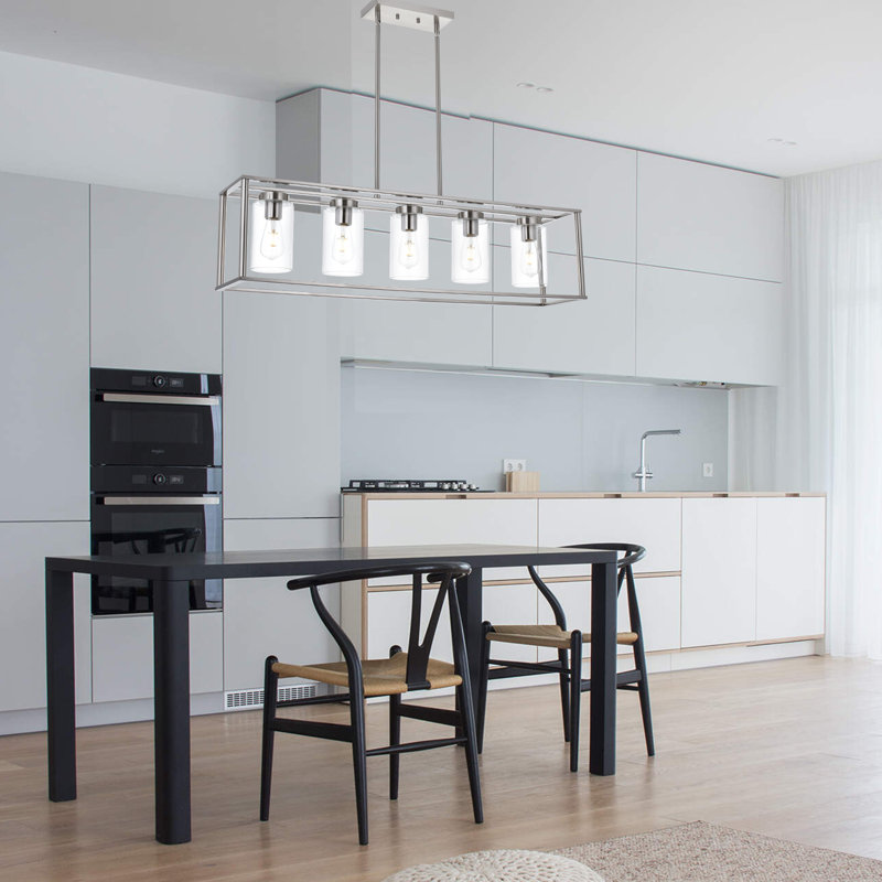 5 - Light Kitchen Island Pendant, Brushed Nickel