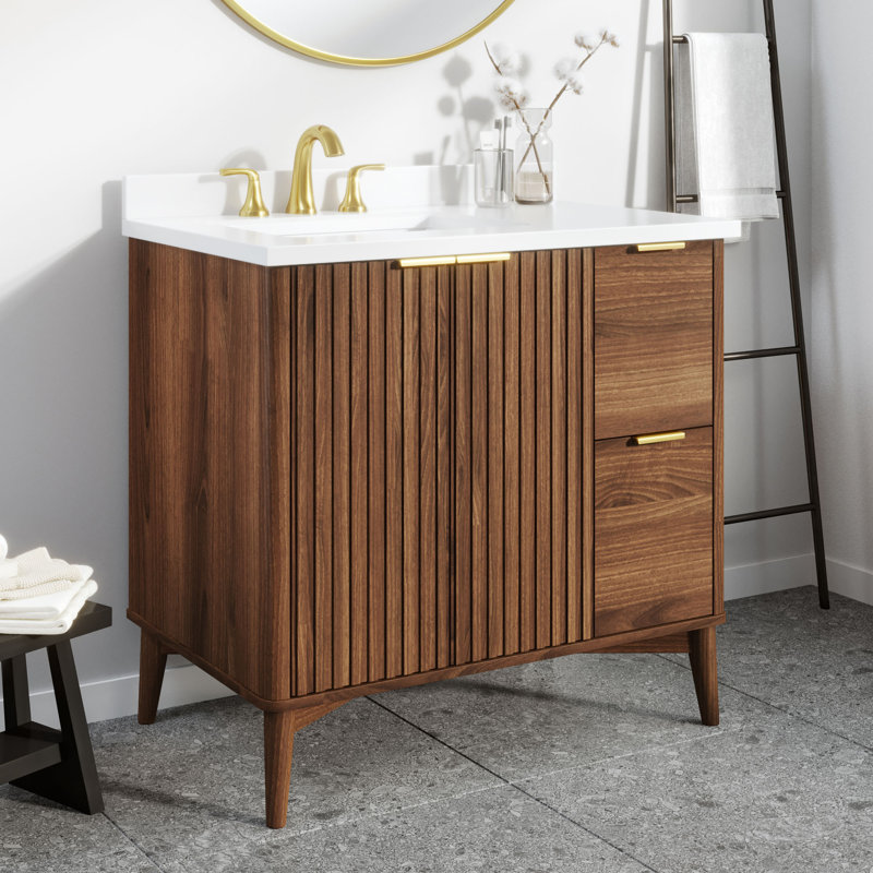 Meuble-lavabo simple 36 po Gabi, Noyer chaud
