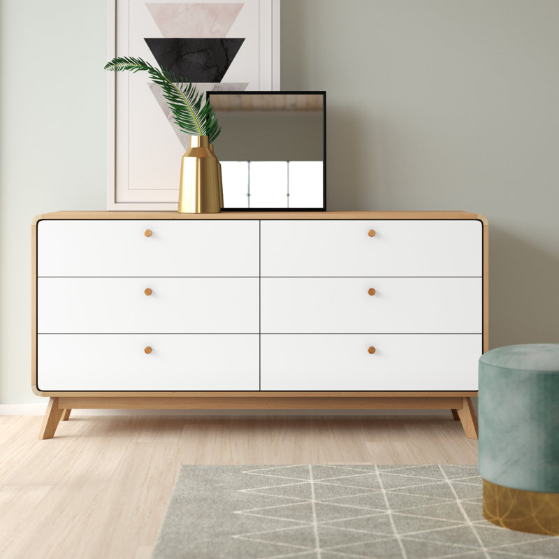 Allensby 150 cm W Chest of 6 Drawers, Oak/White
