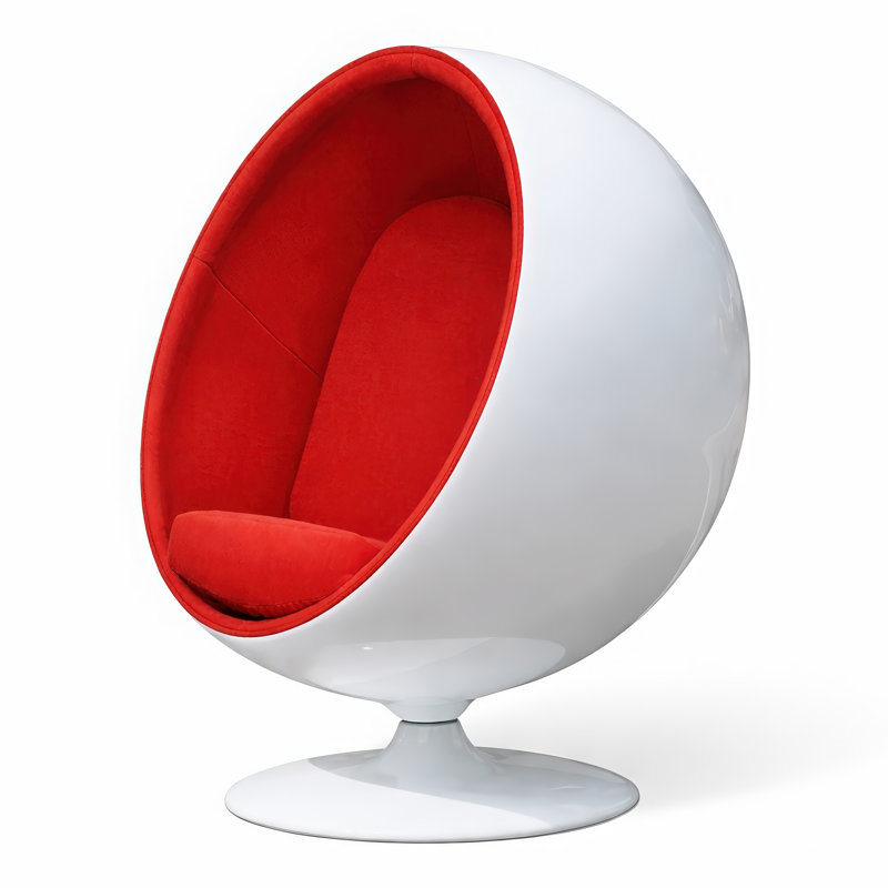 Chaise en fibre de verre boule et cachemire rouge cachemire / blanc brillant