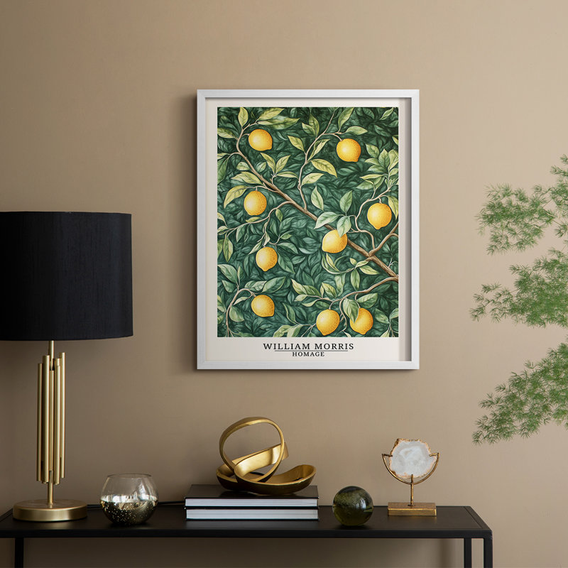 WM MORRIS Series DCLVII Framed Print - Solid Wood, 15" H x 12" W, White