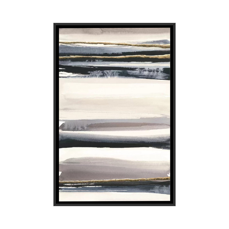 « gilded gris iii », reproduction d’art sur toile, H 26 po x l 18 po x P 1,5 po, Toile avec cadre noir, Pas de tapis
