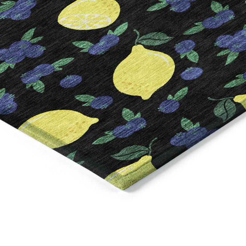 Machine Washable Indoor/Outdoor Bourkelands ACN2354 Fruits Rug, Rectangle 3' x 5'