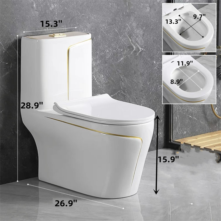 WATERMONY 1.46 GPF Elongated Comfort Height Floor Mounted One-Piece Toilet  (Seat Included) & Reviews