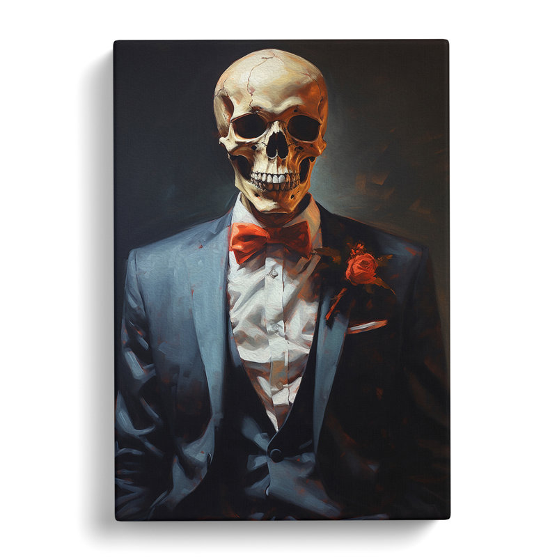 Skeleton in a Suit Painting No.4 - Wrapped Canvas, 60cm H x 40cm W x 3cm D