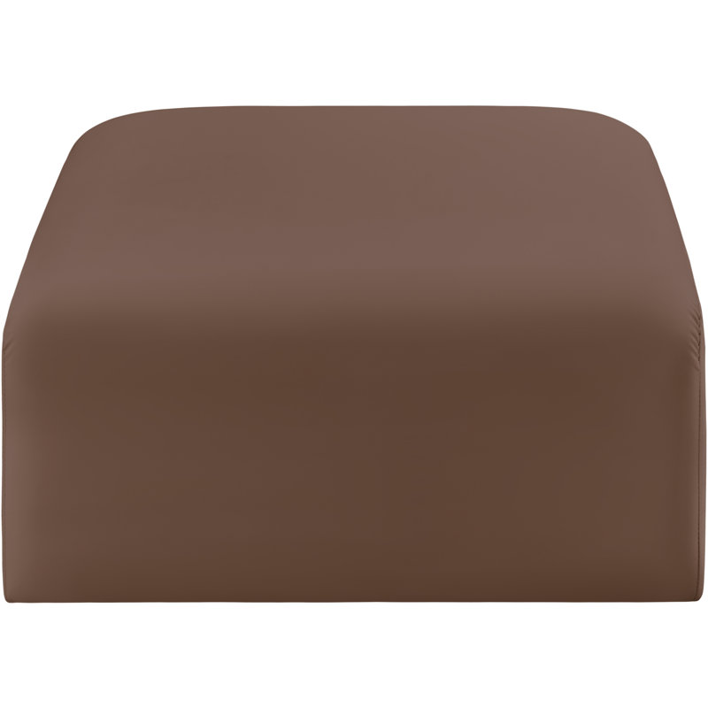 Hristea Upholstered Ottoman, Brown Vegan Leather
