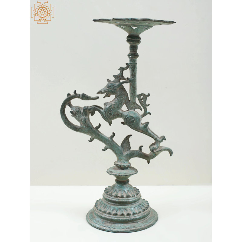 12.5" Handcrafted Brass Galloping Horse Candle Stand – Dynamic Equine Sculptural Holder (4.45 lbs)​