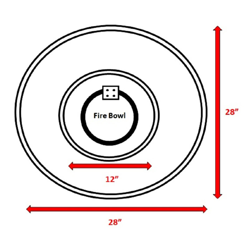 Outdoor Fire Pit With 40000 Output - Concrete, 9''h X 28''w, Rust And Heat Concrete For Use Proof, 28''w 28''d 9''h,