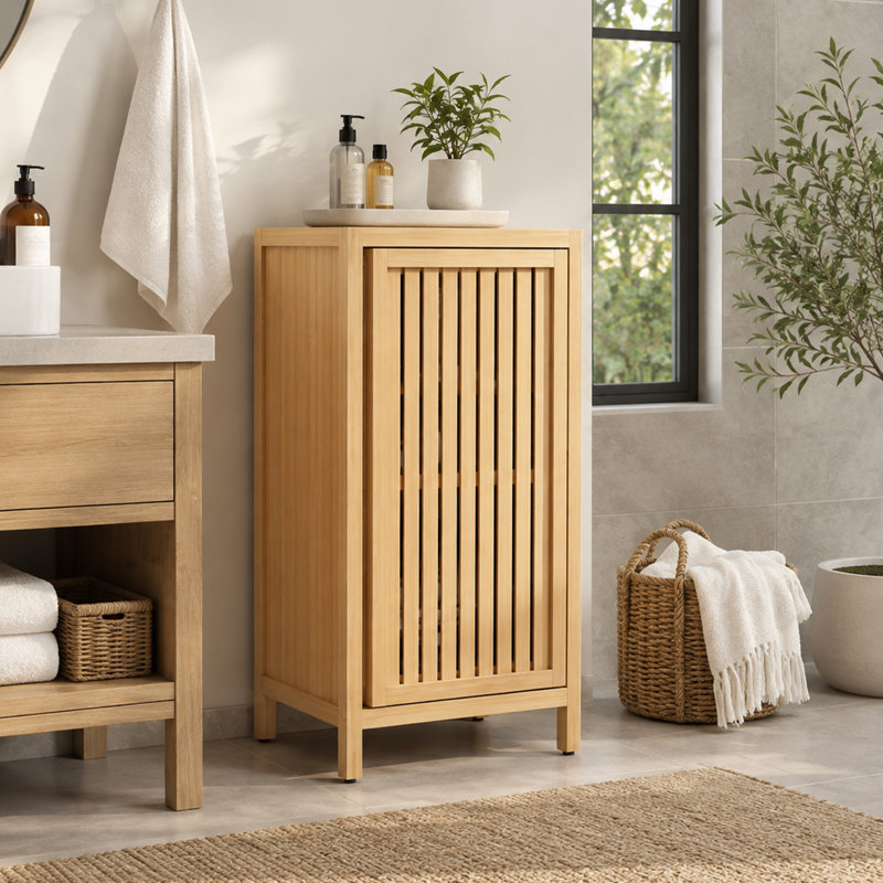 Armoire de rangement en bambou avec tablette et ensemble anti-basculement Rinvkora