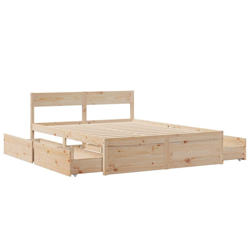 Arhum Solid Wood Bed, European Kingsize (160 x 200cm), Brown