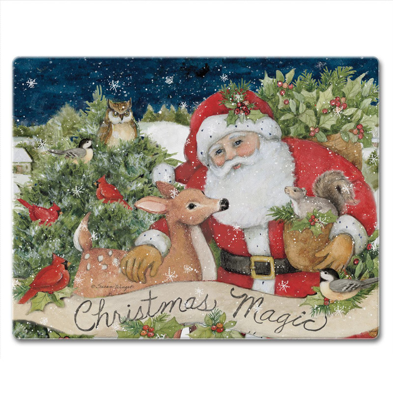 Christmas Magic Rectangular Glass Cutting Board 10" x 8"
