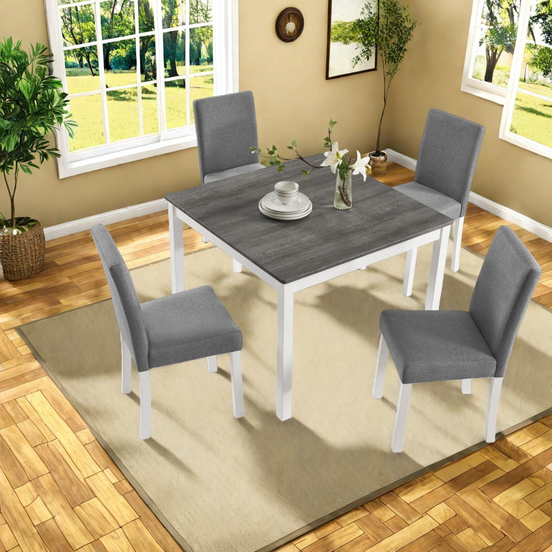 Modern Grey & White Dining Table Sets, Bent Wood, Compact Kitchen Solution