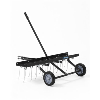 48 Inch Pull Behind Lawn Dethatcher, Tow Behind Thatch Rake with 24 Spring Steel Tines & Ballast Tray, Lawn Aerator Attachment for Riding Mower, Lawn Tractor, ATV UTV, for Large Lawn Yard