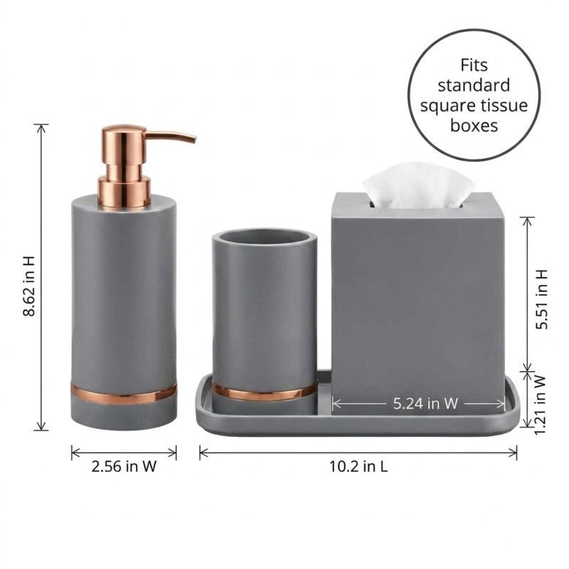 Ensemble d'accessoires de salle de bain McClean, Gris vif