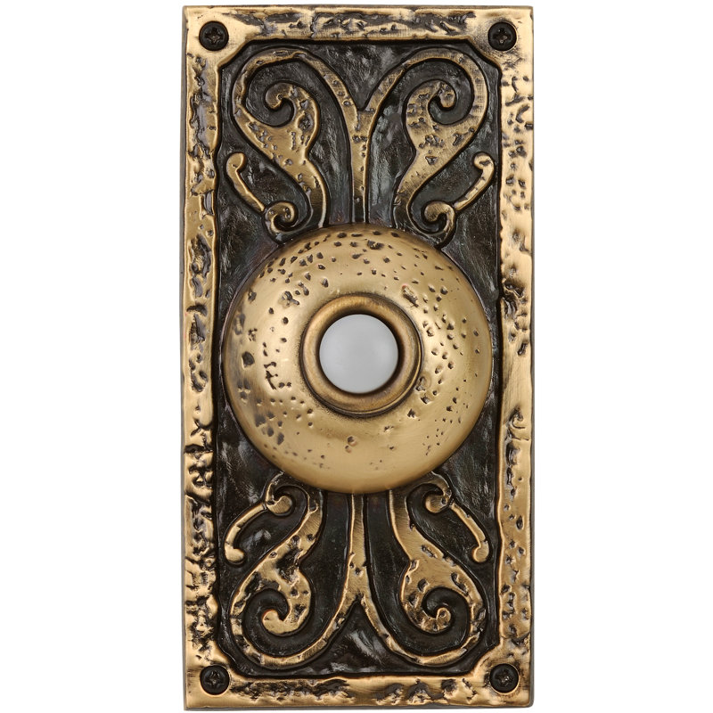 Bouton-poussoir à fixation en surface en noir patiné, Bronze brillant
