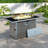 Propane Gas Fire Pit Table With Glass Wind Guard And An Open Basket-wave Patterned Wicker-1185814592